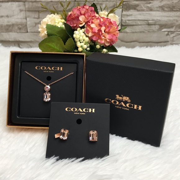 Coach Jewelry - 👜COACH🌺EMERALD CUT CRYSTAL NECKLACE & EARRINGS
